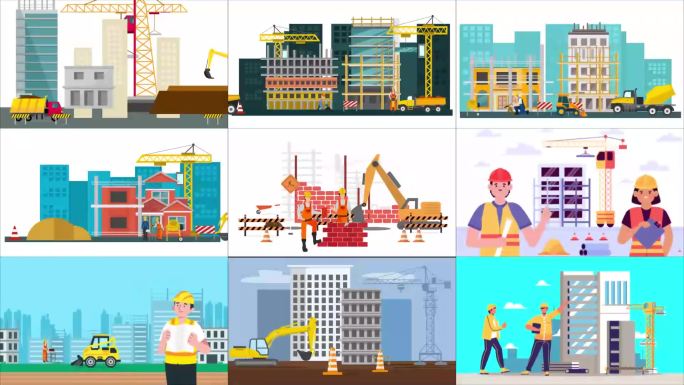 建筑工地施工MG动画AE模板