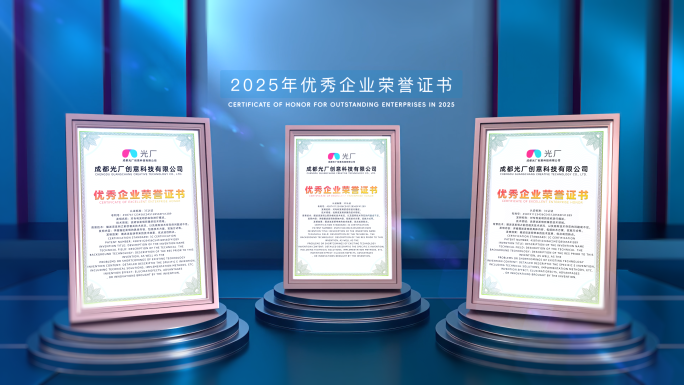 多款式蓝色高端企业专利荣誉证书