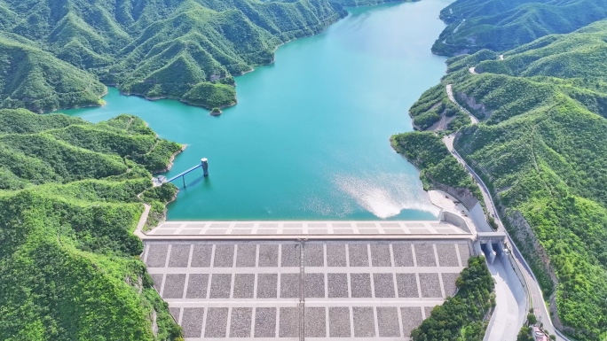 航拍北京门头沟斋堂水库
