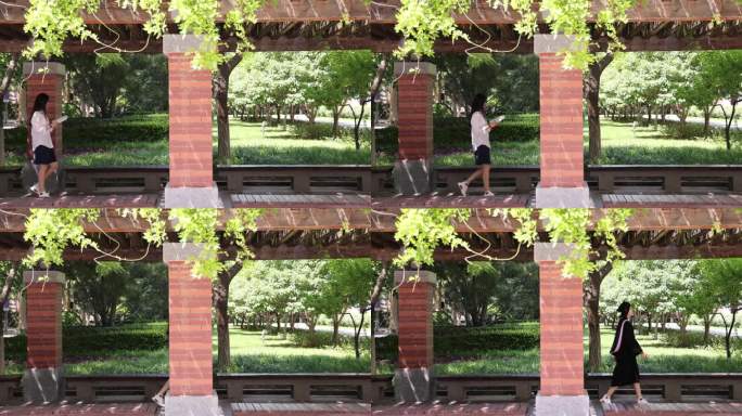 实拍毕业季校园学士服变装转场