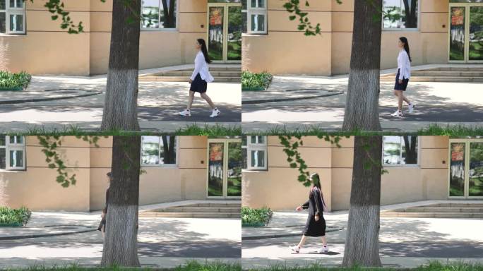 实拍毕业季校园学士服变装转场