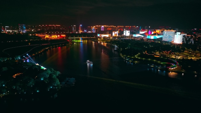 衢州水亭门西区城市夜景航拍灯光秀