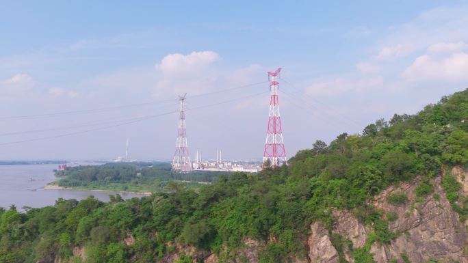 【4K】航拍白鹤滩跨江电塔 特高压