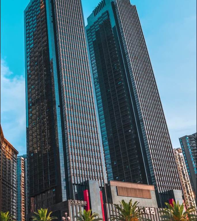 重庆_重庆双子塔_重庆喜来登_皇冠国际_日景固定延时