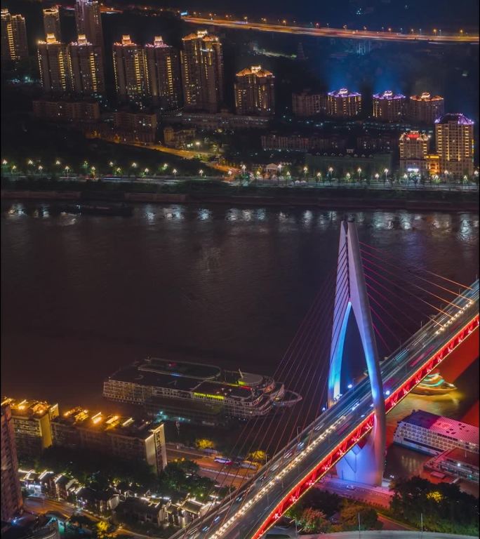 重庆_东水门长江大桥夜景_重庆邮轮