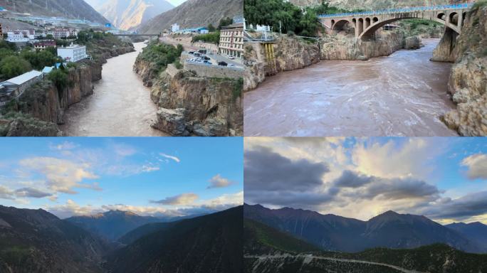 峡谷澜沧江与山脉风光