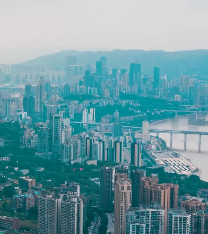 重庆_渝中半岛_日景_环绕航拍延时