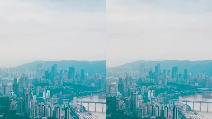 重庆_渝中半岛_日景_环绕航拍延时