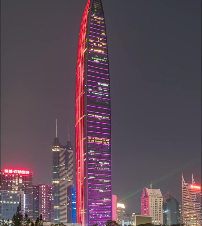 深圳_京基一百_深圳地标夜景延时_竖屏