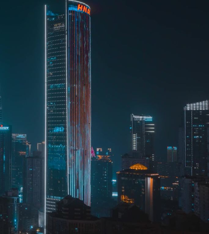 重庆_重庆商业区_夜景延时