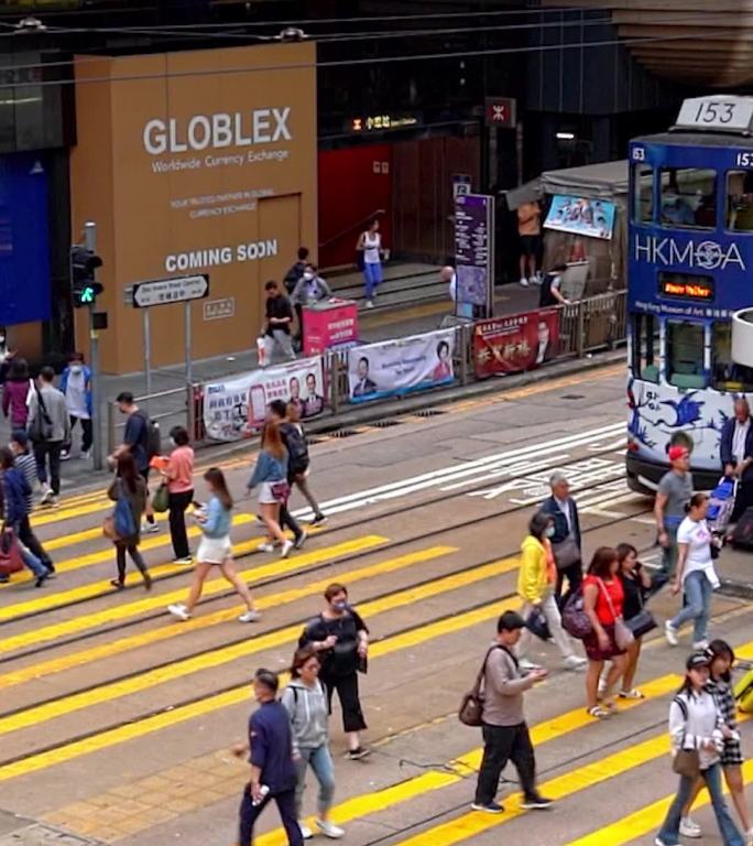 香港红绿灯人来人往日景视频