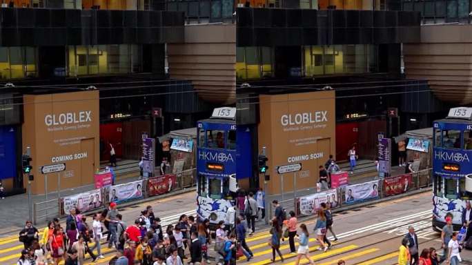 香港红绿灯人来人往日景视频