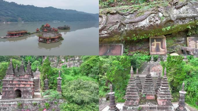 高庙古镇槽鱼滩古建筑废弃建筑水上古建筑群