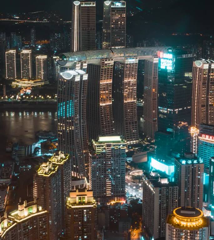 重庆_渝中半岛_朝天门夜景_夜景延时