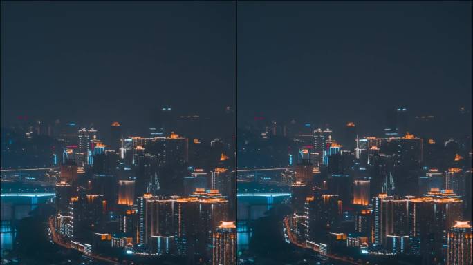 重庆_长江两岸夜景_双子塔_夜景延时摄影