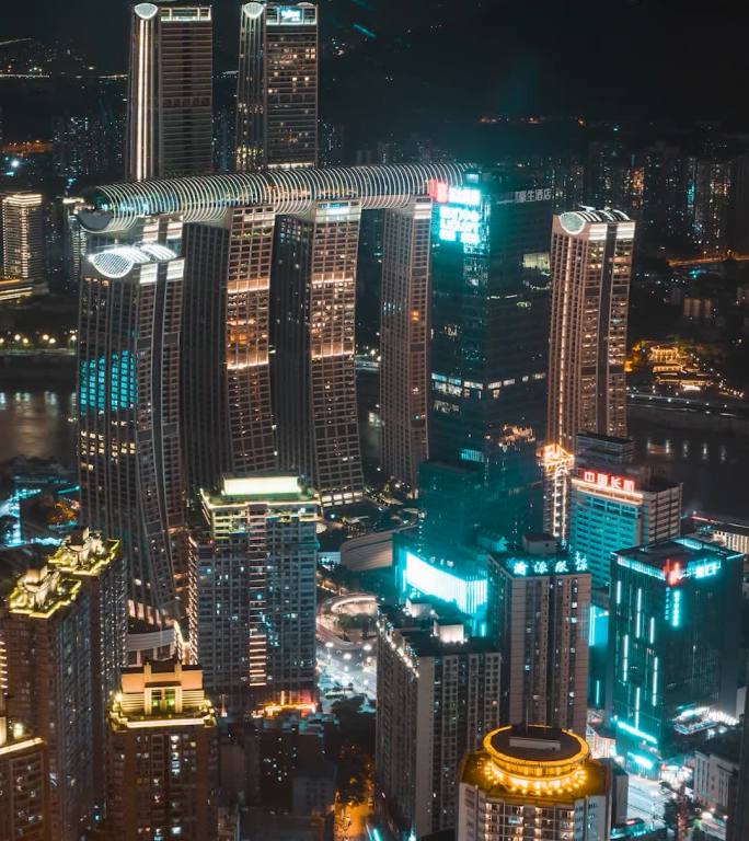 重庆_渝中半岛_朝天门夜景_夜景延时