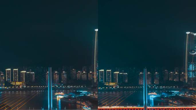 重庆_千厮门夜景_夜景航拍延时_后移