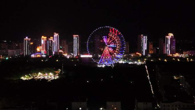 城市夜景摩天轮璀璨灯光