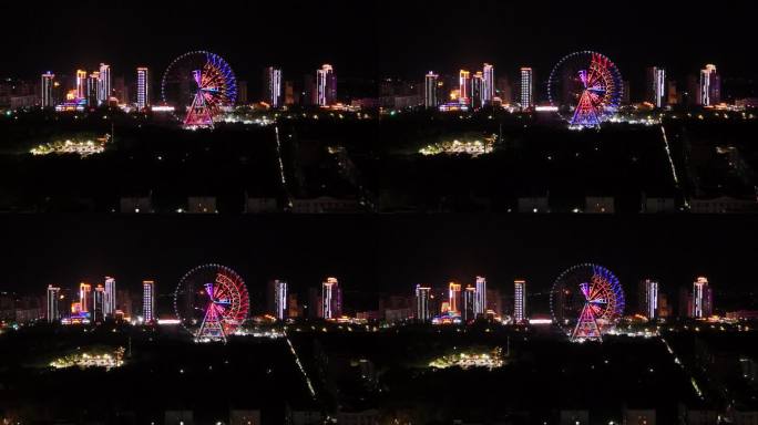 城市夜景摩天轮璀璨灯光