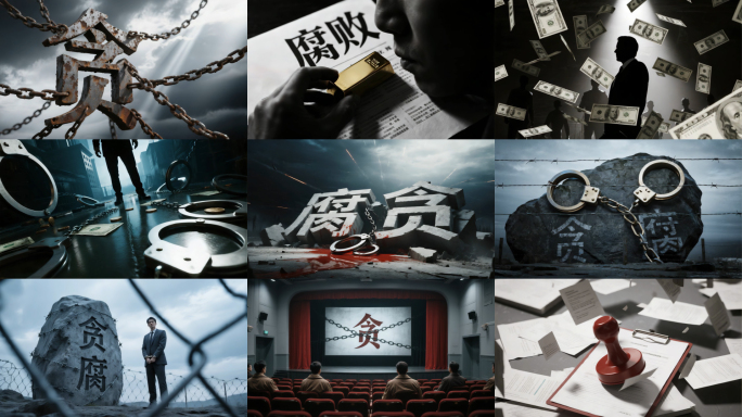 反腐反贪贪腐警示教育超现实场景