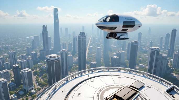 未来城市科技感空中都市绿色生态景观