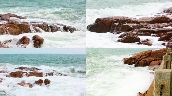 海浪拍打礁石