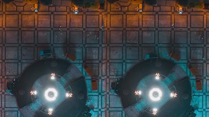 重庆_解放碑_夜景_定点航拍延时