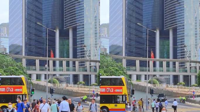 香港红绿灯路口过马路日景4K30P