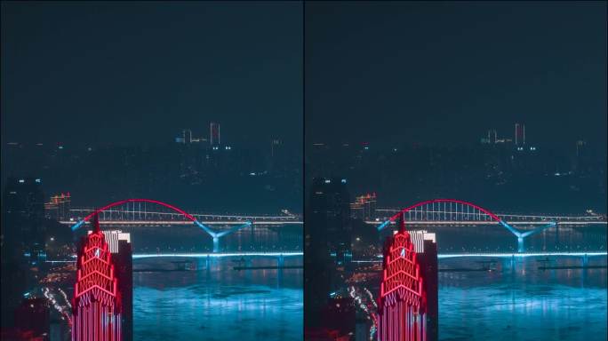 重庆_长江两岸夜景_双子塔_夜景延时摄影