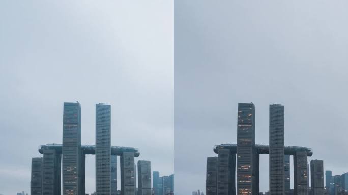 重庆_重庆大剧院_重庆朝天门来福士_重庆两江交汇_日转夜延时