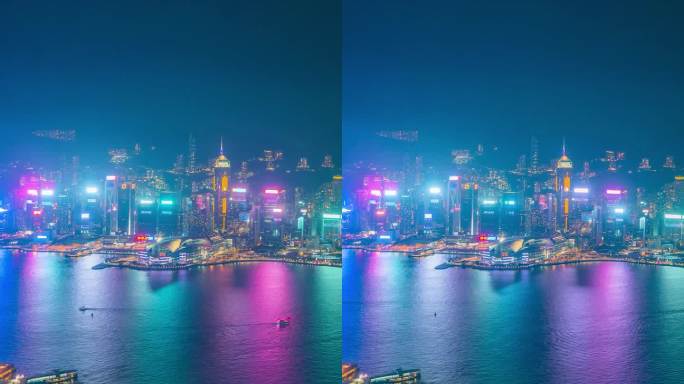 香港维多利亚港夜景_香港岛和九龙半岛延时