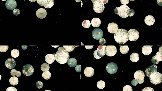 4k-唯美油纸伞下落粒子雨（透明通道）