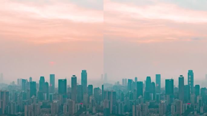 重庆_重庆日落_日景_环绕航拍延时
