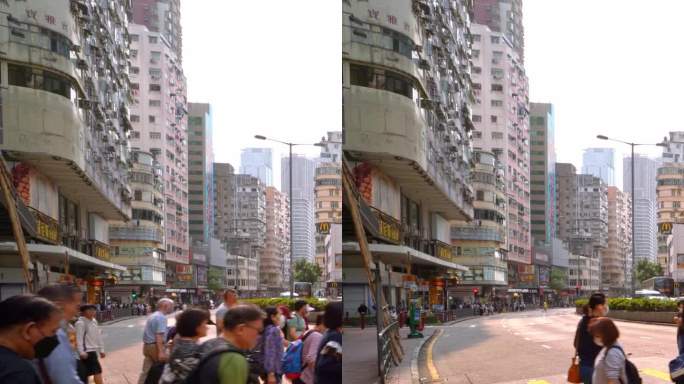香港红绿灯过马路人来人往日景视频4K