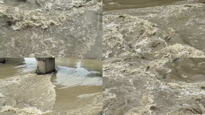 大洪水 发大水 泄洪 洪峰过境 水流汹涌