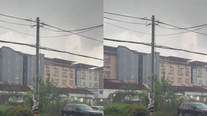 浙江农村下雨天的住宅楼