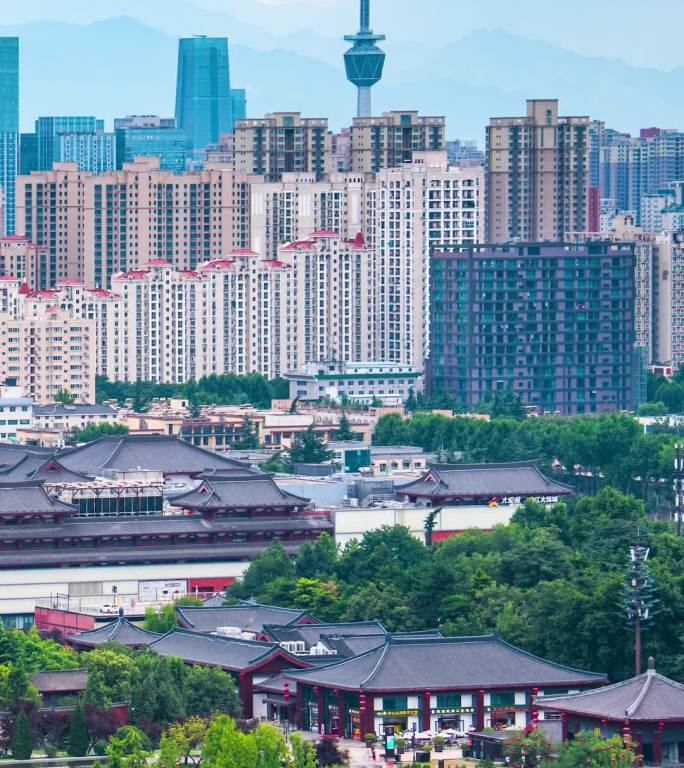 大雁塔_陕西广播电视塔日景延时