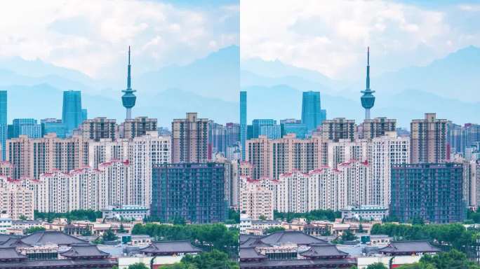 大雁塔_陕西广播电视塔日景延时