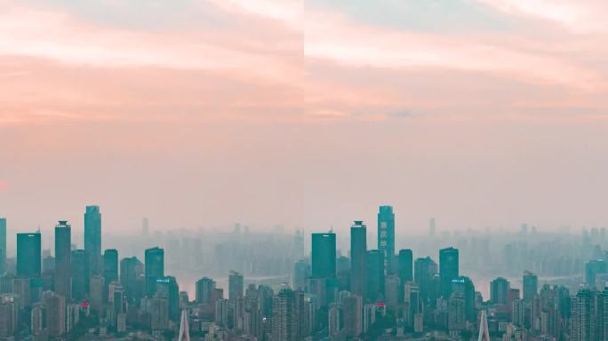 重庆_重庆日落_日景_环绕航拍延时