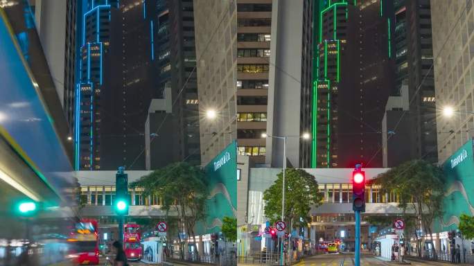 香港红绿灯人来人往_红绿灯闪烁_德辅道中