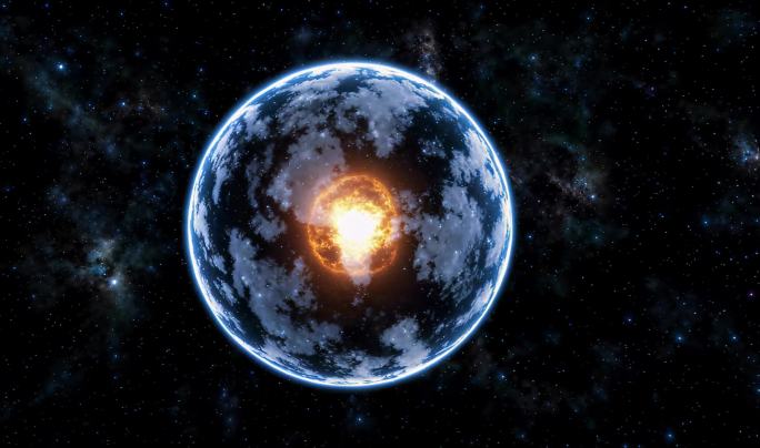 宇宙行星核心能量爆发