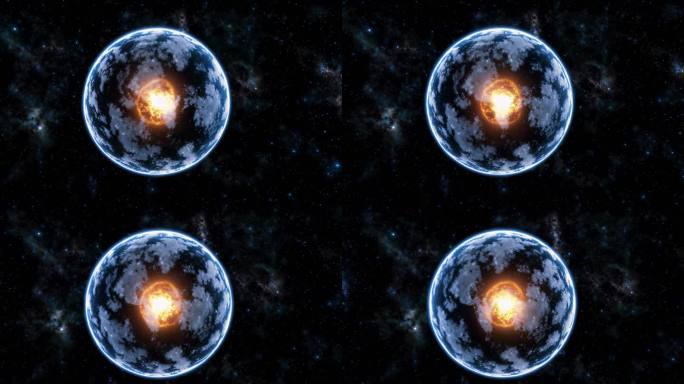 宇宙行星核心能量爆发