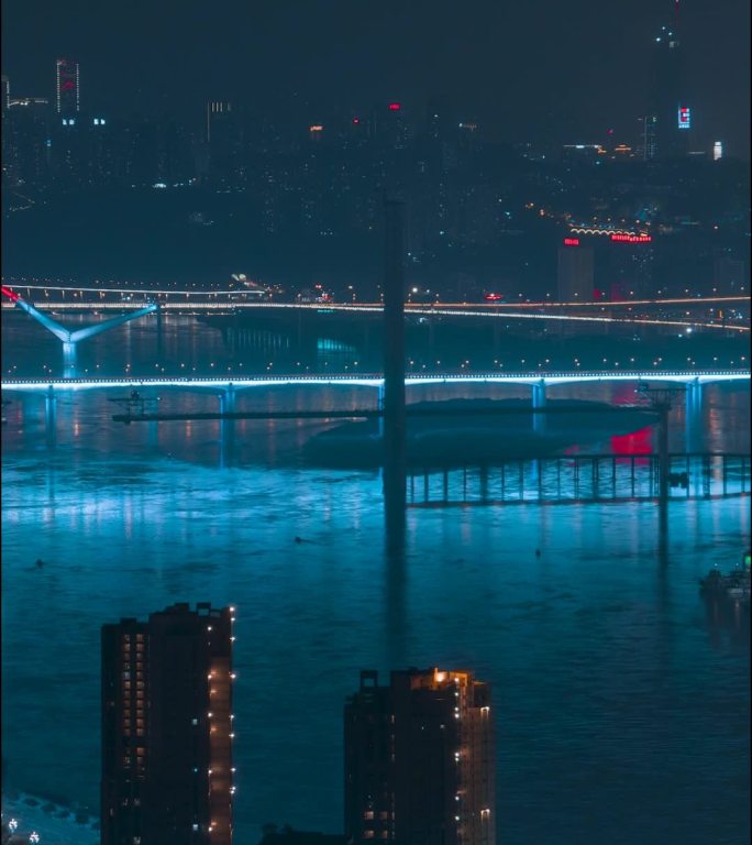 重庆_长江两岸夜景_双子塔_夜景延时摄影