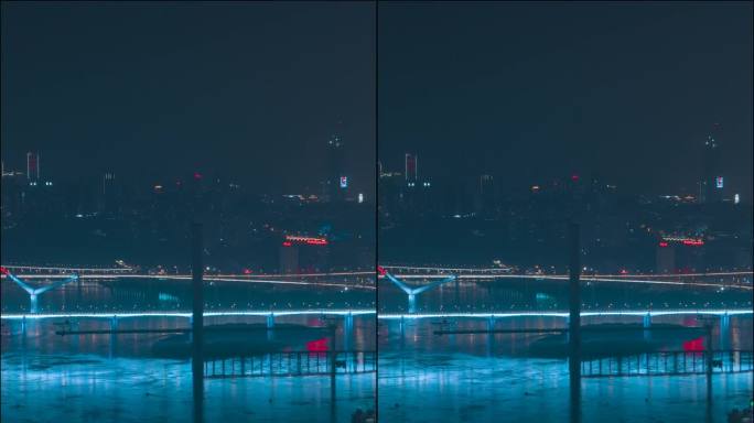 重庆_长江两岸夜景_双子塔_夜景延时摄影
