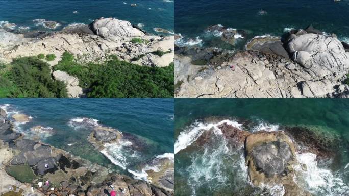 航拍海岛礁石海岸风光