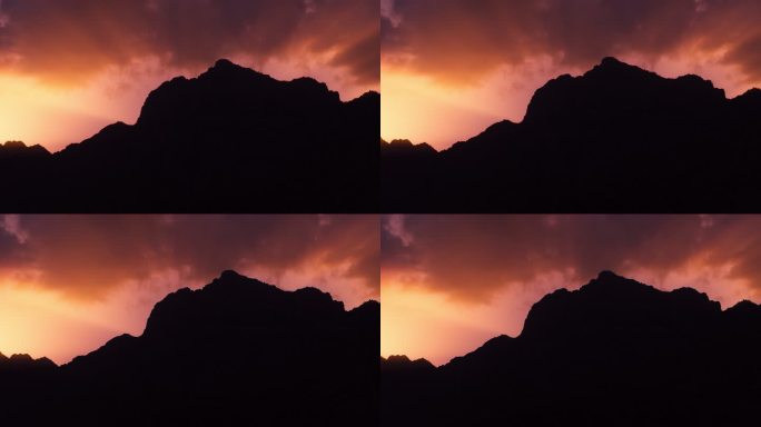 航拍宁夏贺兰山睡佛日落
