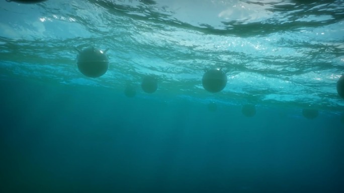 矿井漂浮在波浪上