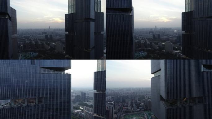 近景航拍郑东新区绿地中心北塔写字楼（建筑）