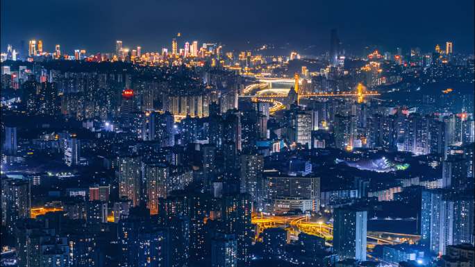 沙坪坝夜景万家灯火航拍