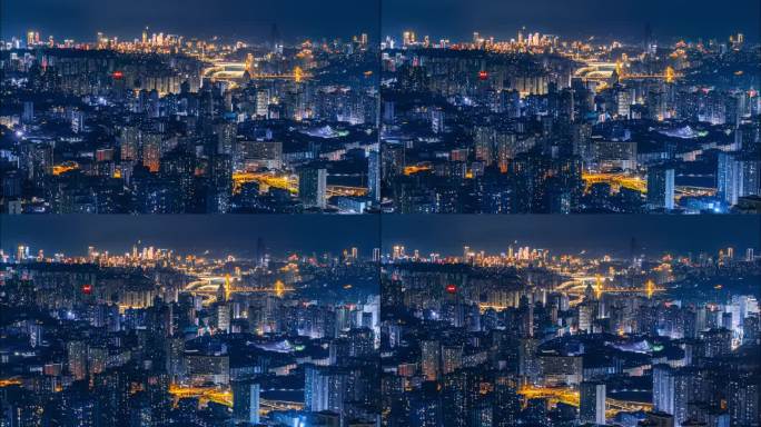 沙坪坝夜景万家灯火航拍
